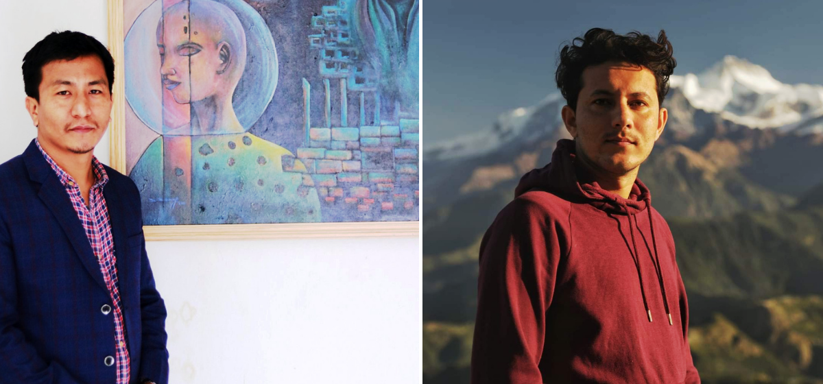 कलाकारहरू दलबहादुर गुरुङ र अमृतबहादुर कार्की। 